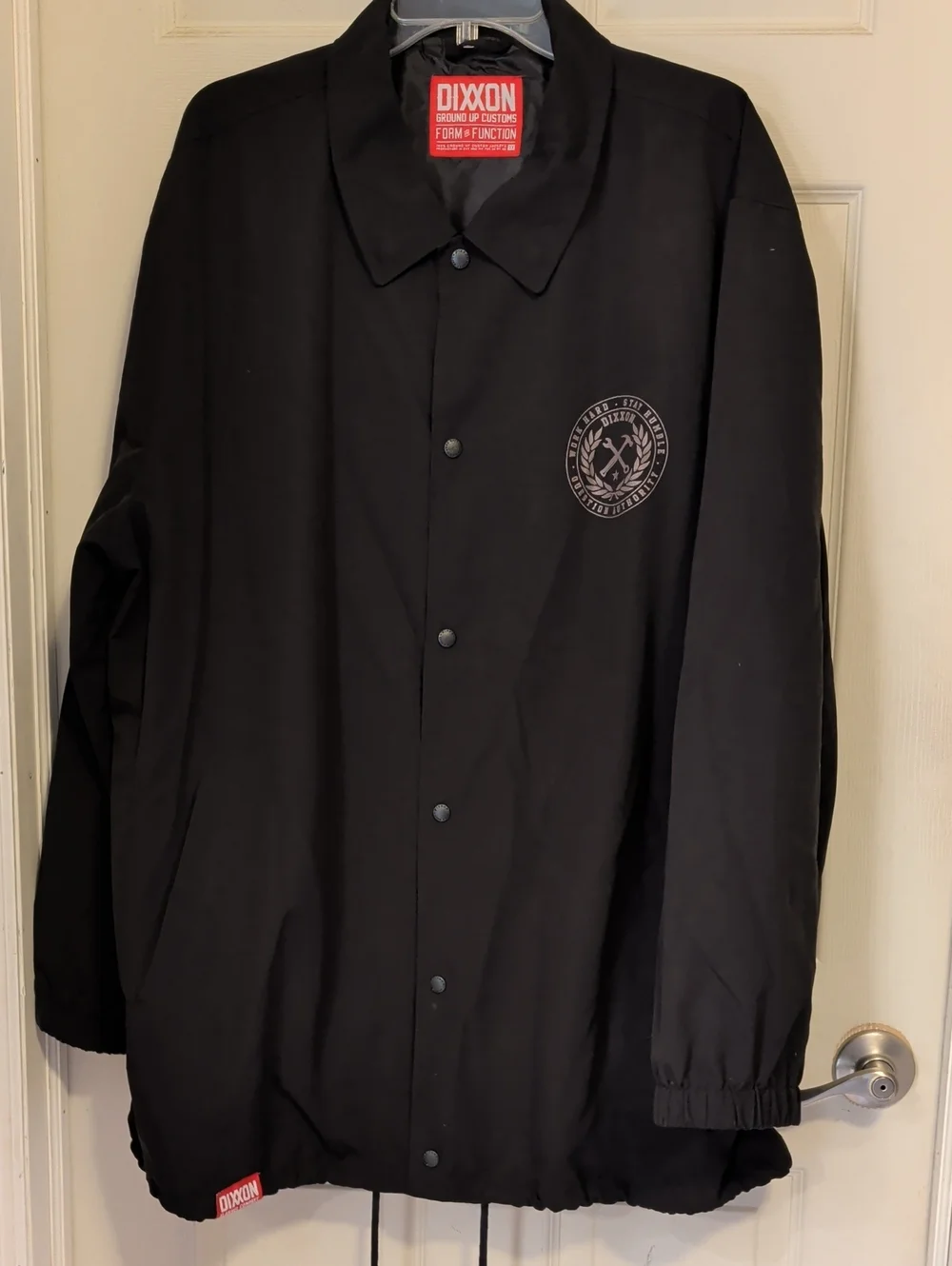 Mens DIXXON Black Coach Jacket with Chest Emblem Size 3XL
